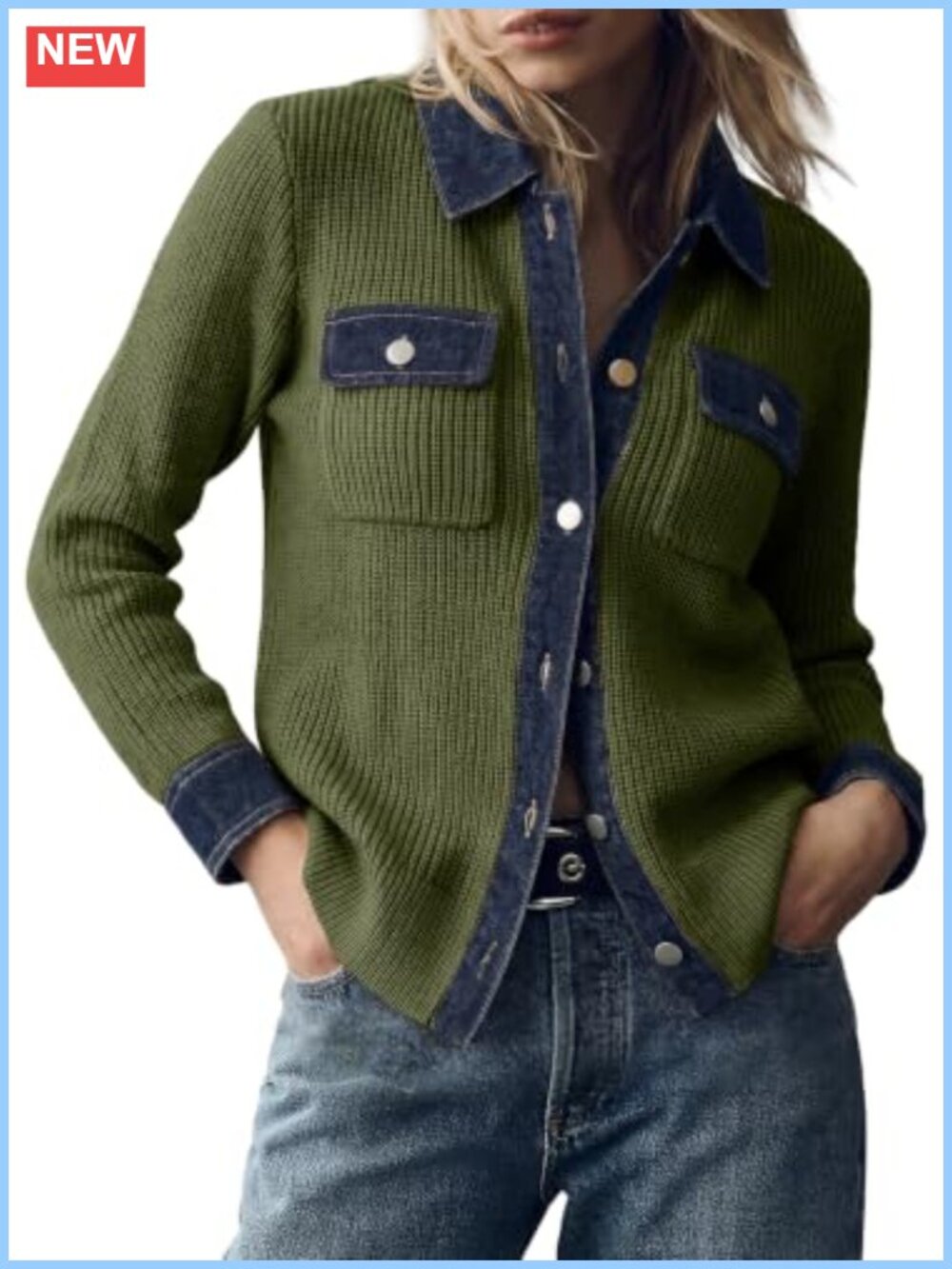 Waffle Knit Button Down Cardigan V Neck Long Sleeve Fall Layer